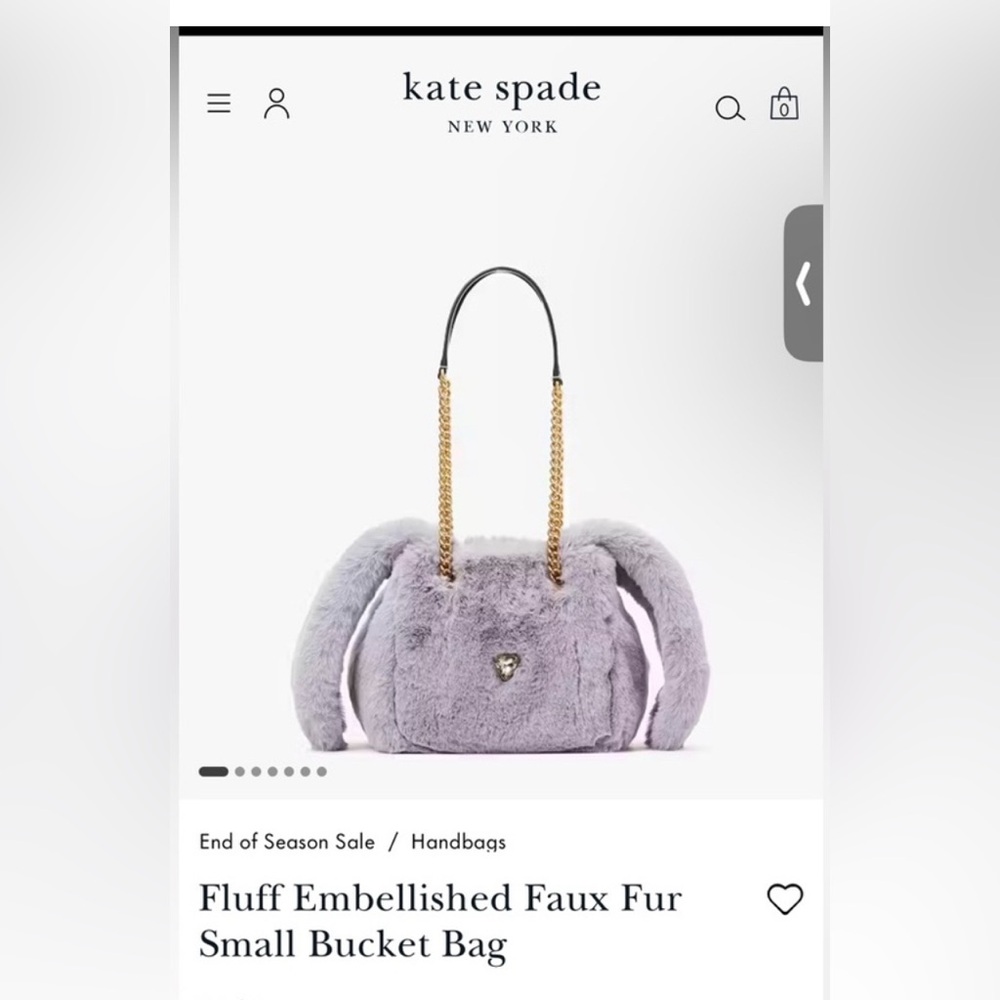 Fluff embellished faux fur small bucket bag